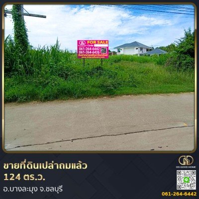 ขายที่ดินเปล่าถมแล้ว 124 ตร.ว. ที่สวย ทำเลทอง อ.บางละมุง จ.ชลบุรี