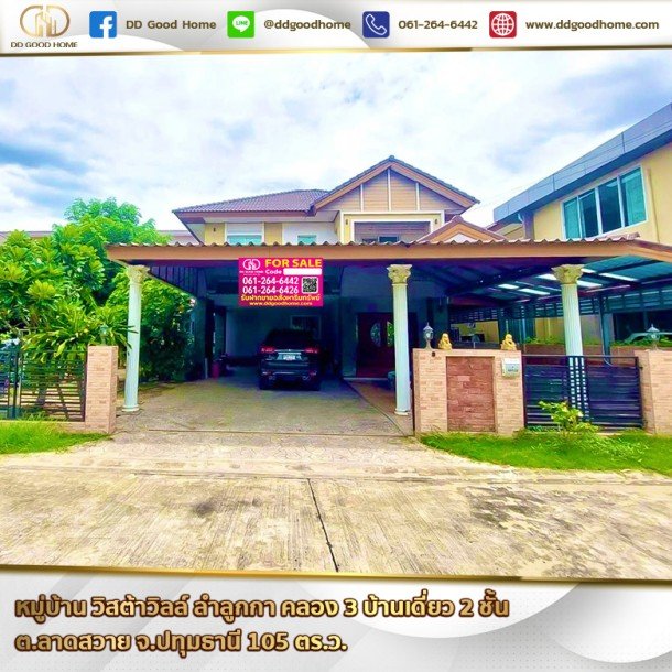หมู่บ้าน วิสต้าวิลล์ ลำลูกกา คลอง 3 (Vista Ville Lumlukka Klong 3) บ้านเดี่ยว 2 ชั้น ต.ลาดสวาย จ.ปทุมธานี-1