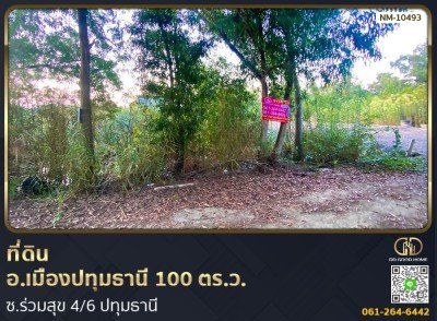 ที่ดิน อ.เมืองปทุมธานี 100 ตร.ว. ซ.ร่วมสุข 4/6 ปทุมธานี